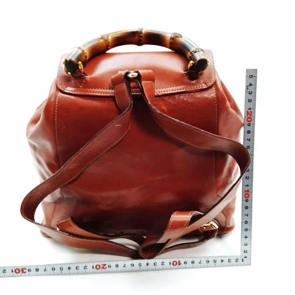 Gucci Brown Leather Backpack with Bamboo Handle - Picture 2 of 9